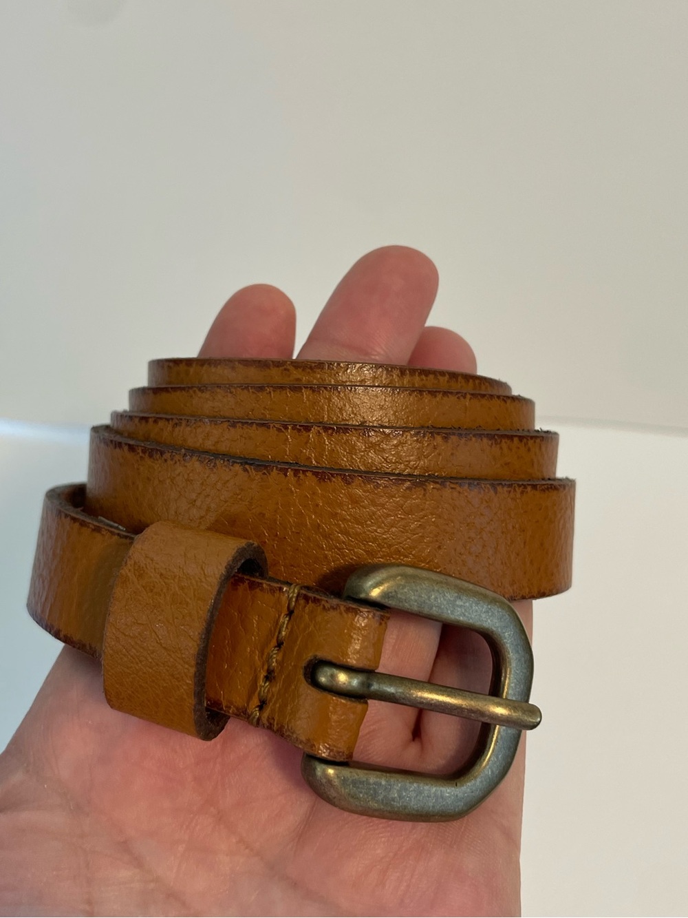 FRYE Genuine Leather Belt Brown Brass Buckle Size Large 43” Western Designer